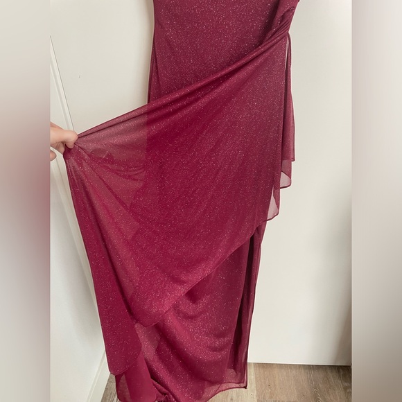 red alex evenings glitter off shoulder cowl neck formal dress💕 - Picture 2 of 6